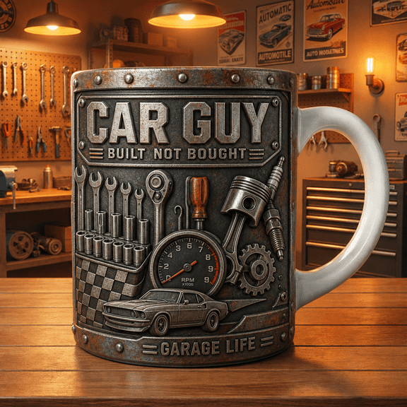 Car Guy Mug Personalized Gifts for Mechanic Coffee Mug, Built Not Bought Gift