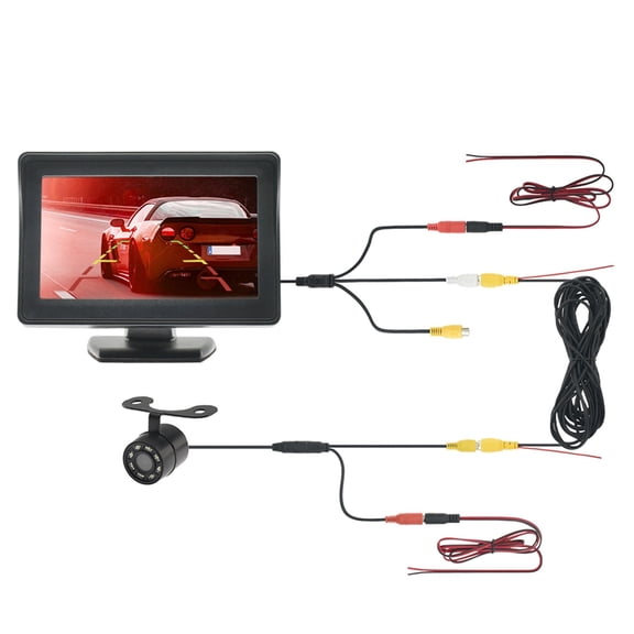 Car HD Rear View Camera with Monitor for Vehicle Video Parking LED Waterproof Reversing Camera with 9-36V 4.3 Inch Screen ,Effortless Control