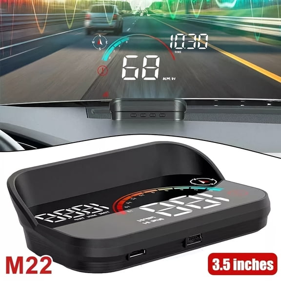 Car HUD Display: Windshield Speedometer Projector with Compass, Overspeed Alarm, Trip Mileage, Auto Brightness, USB Plug & PLAY for All Vehicles