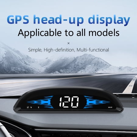 Car HUD GPS Speedometer, Digital Speed Display with Overspeed Warning Alarm, KM/H MPH Vehicle Speedometer, Head Up Display for Cars with Travel Mileage, Driving Time and Satellite Display