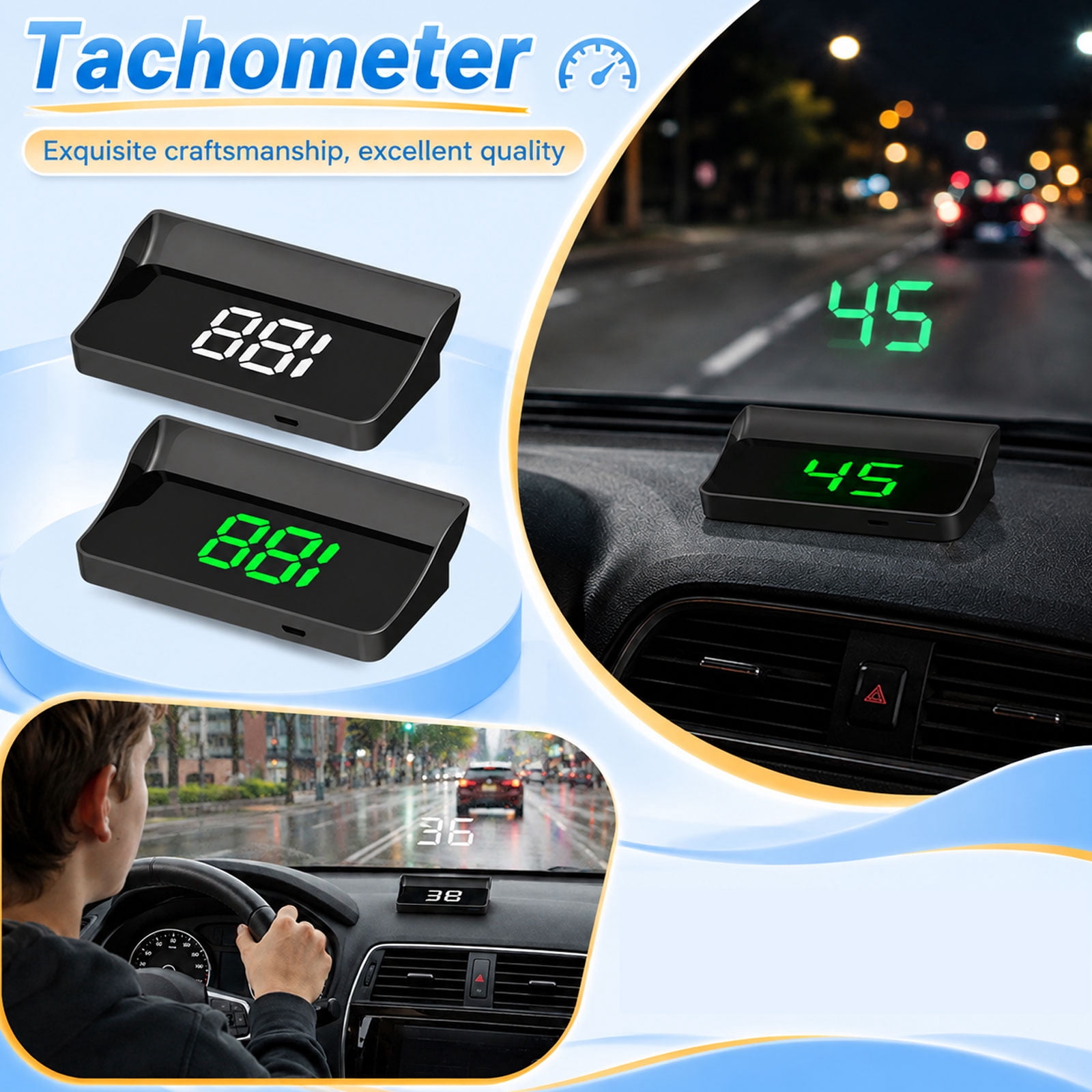 Car HUD GPS Speedometer, Heads Up Display Digital Speed Meter with MPH ...