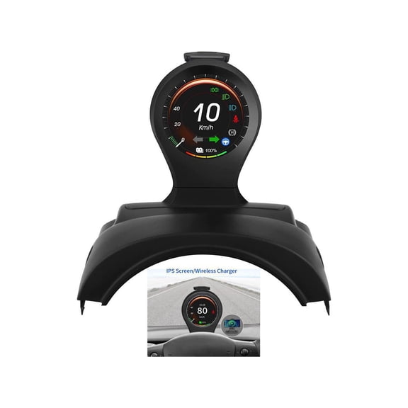 Car HUD Head Up Display Car Car Dashboard Instrument Compatible with Tesla Model 3 Model Y with Speed, Gear, Battery Power, Mileage and Other Raw Data, Wireless Charging Holder Mount