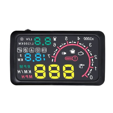 Car HUD Head Up Display 5.5" KM/h & MPH Speeding Warning OBD2 Interface Windshield Projector Multiple-Color Bright Speeding Warning System
