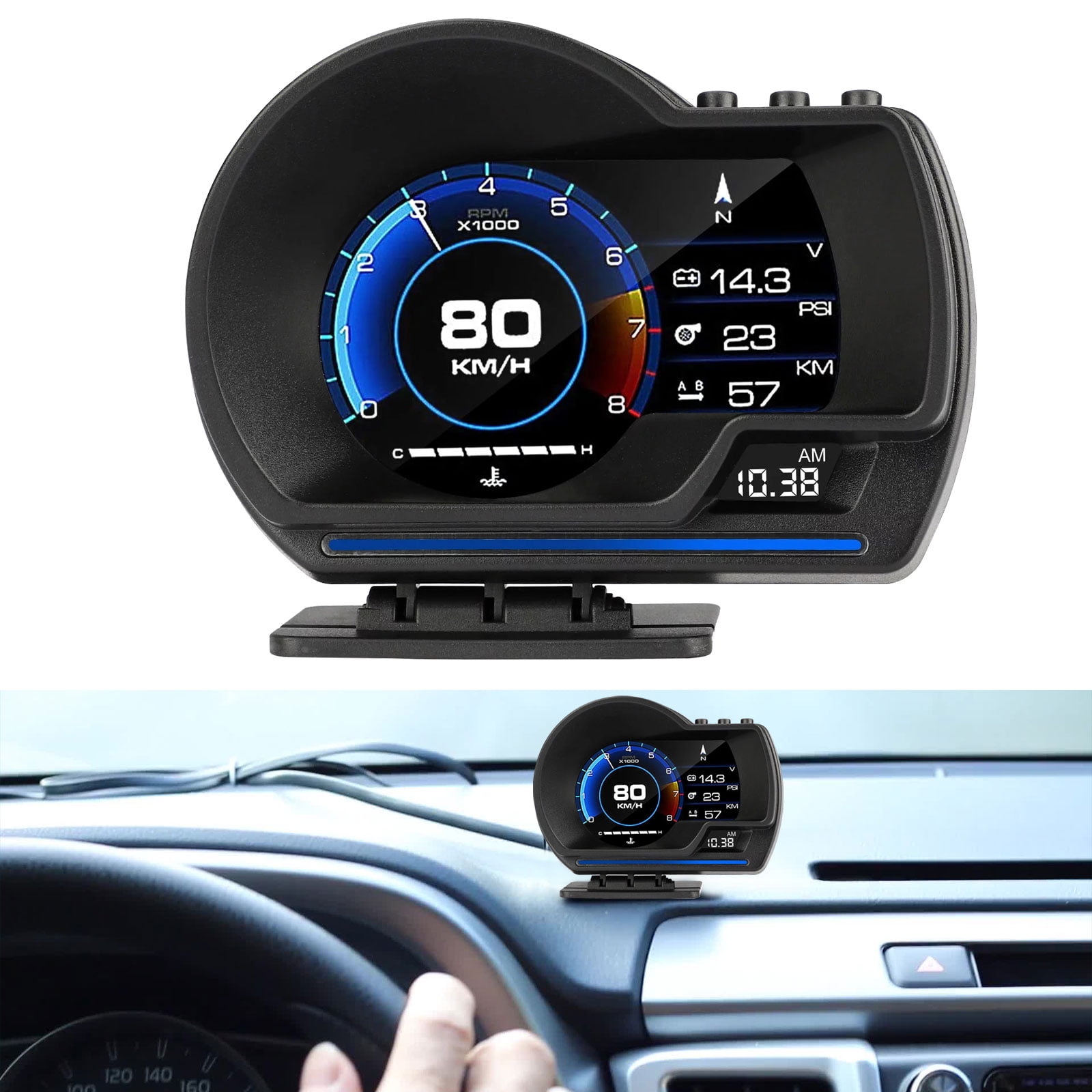 Ashata HUD de voiture Auto OBD2 + GPS Systerm HUD Head-Up Display Digital  Car Speed ​​Projector Universal - Cdiscount Auto