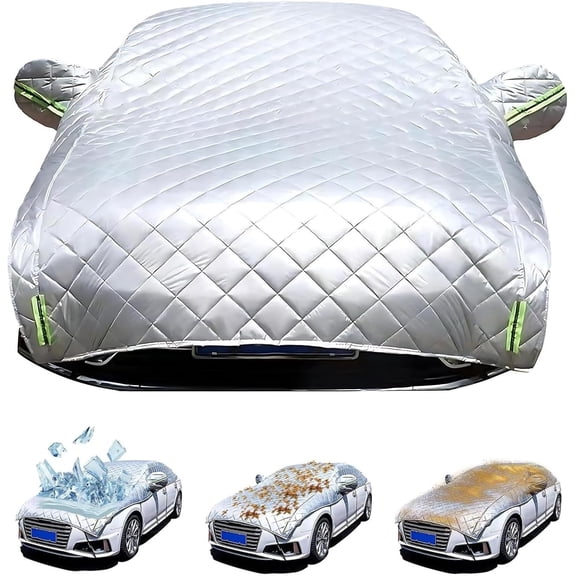 Car Hail Blanket 5 Layer Thickened Protection, Waterproof Padded Half Car Cover Universal Fit for Sedans SUVs Trucks