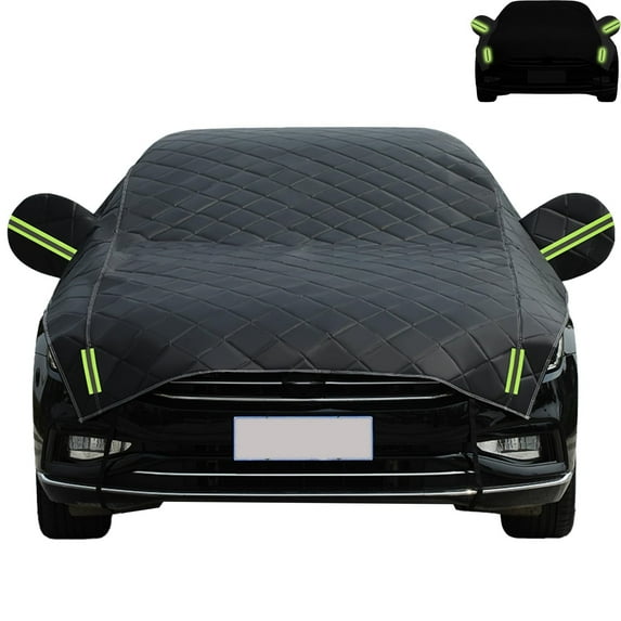 Car Half Cover Car Cover - Oxford Cloth Hail Protection, Durable & Waterproof For Three - Box Sedans, Black
