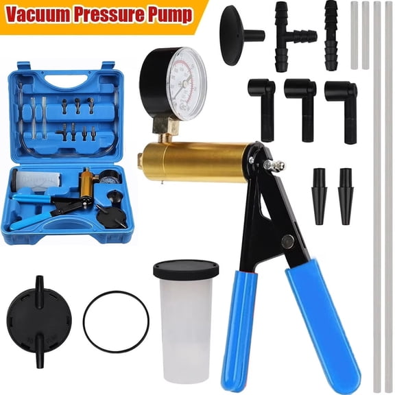 Car Hand-Held Brake Fluid Bleeder Universal Vacuum Pressure Pistol Pump Tester Kit Blue