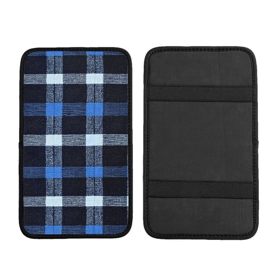 Car Handrails Box Pad 12.6 X 7.5 In Waterproof Non-Slip Wear-Resisting Durable Breathable Strong Tensile And Tensile Stretch Argyle Plaid Doderblue_4