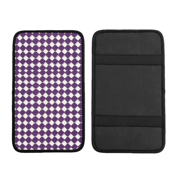 Car Handrails Box Pad 12.6 X 7.5 In Waterproof Non-Slip Wear-Resisting Durable Breathable Strong Tensile And Tensile Stretch Violet Retro Houndstooth_2