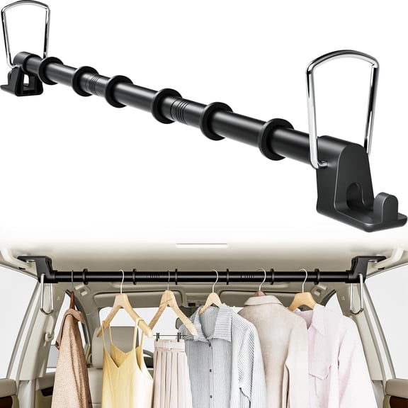 Car Hanging Accessories,Travel Hangers,Telescopic Adjustable 30-63 Inches for Compact & midsize Cars,Automotive,SUVs,Trucks,Black