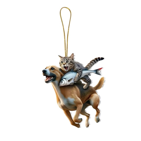 Car Hanging Ornament Animal Acrylic Charm Auto Decor Accent, 2D Flat Cat Dog Fish Pendant for Rearview Mirror, Cute Stylish Piece for Vehicle Interior and Spring Car Vibe Enhancement