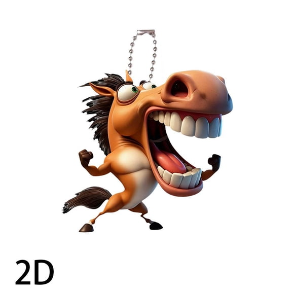 Car Hanging Ornament Cartoon Horse Key Chain Decor Unique Animal Theme Design Pendant Gift for Children and Adults
