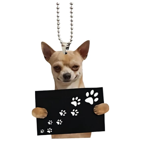 Car Hanging Ornament, Chihuahua Acrylic Hanging Charm, Cute Dog Car Accessories for Rearview Mirror, 2D Flat Car Decor for Home Backpack Keychain, Holiday and Everyday Display, 1