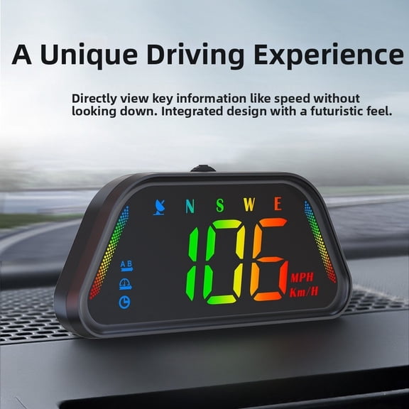 Car Head Up Display GPS Speedometer Digital HUD Monitor with Ambient Light, Auto Brightness Adjustment, Overspeed Alarm, KM/H MPH Units, Fit for Vehicles