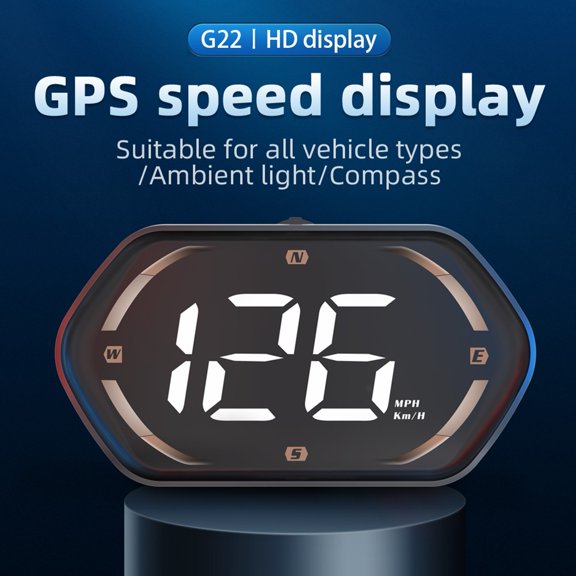 Car Head Up Display HUD With GPS Speedometer And Compass Digital Speed Display For Dashboard Switchable KMH MPH Easy Install Fits Most Vehicles Enhanced Driving Safety(Gold)