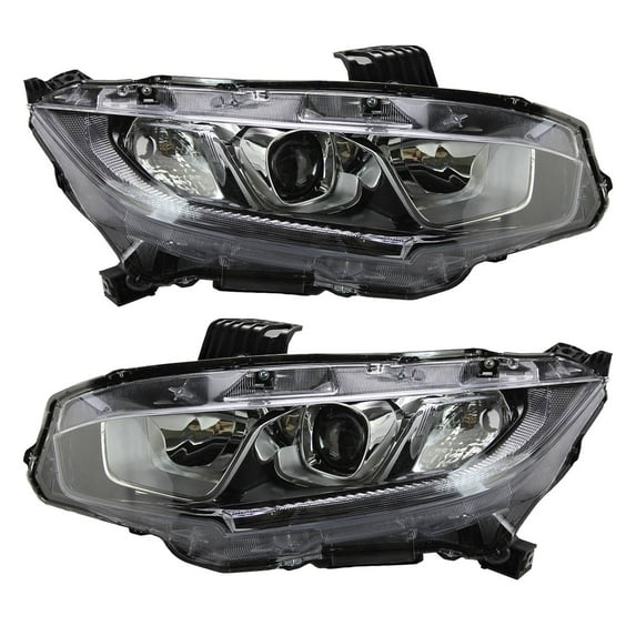 Car Head Light Assembly for 2016-2020 Honda Civic,Clear Len,Chrome