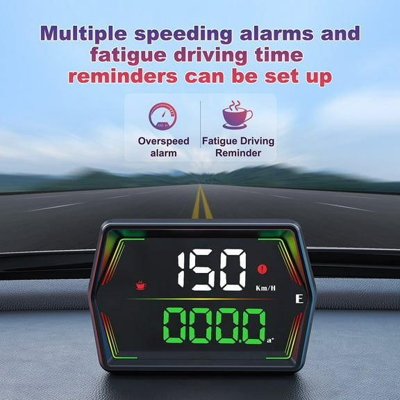 Car Head Up Display 3.5 Inch HUD Speed Monitor Fatigue GPS Altitude for SATELLITE Count KMH MPH Switch Overspeed Black Compact for Vehicles