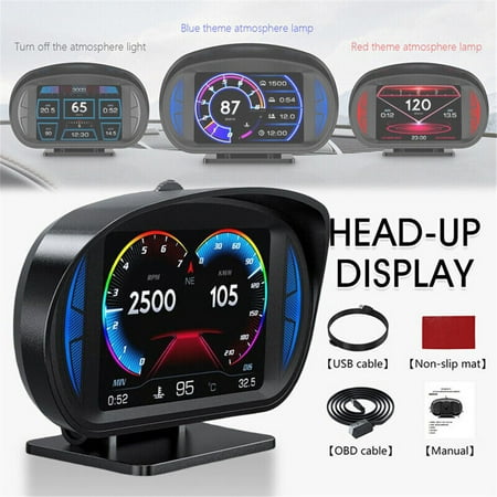 Car Head Up Display HUD Gauge GPS OBD2 Driving with Diagnostic Tools Warning Functions