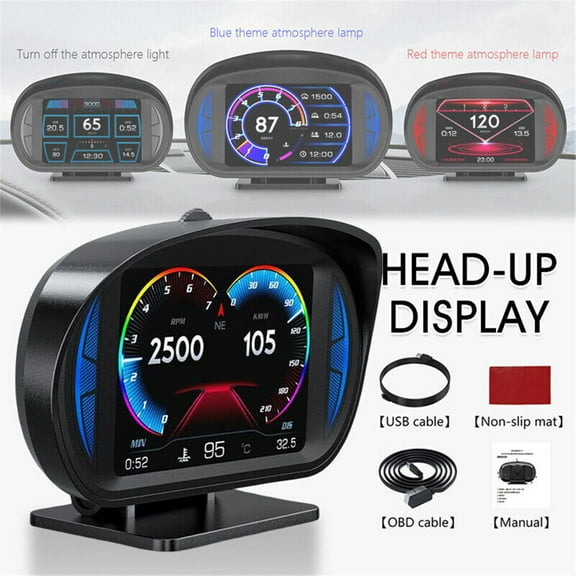 Car Head Up Display HUD Gauge GPS OBD2 Driving with Diagnostic Tools Warning Functions