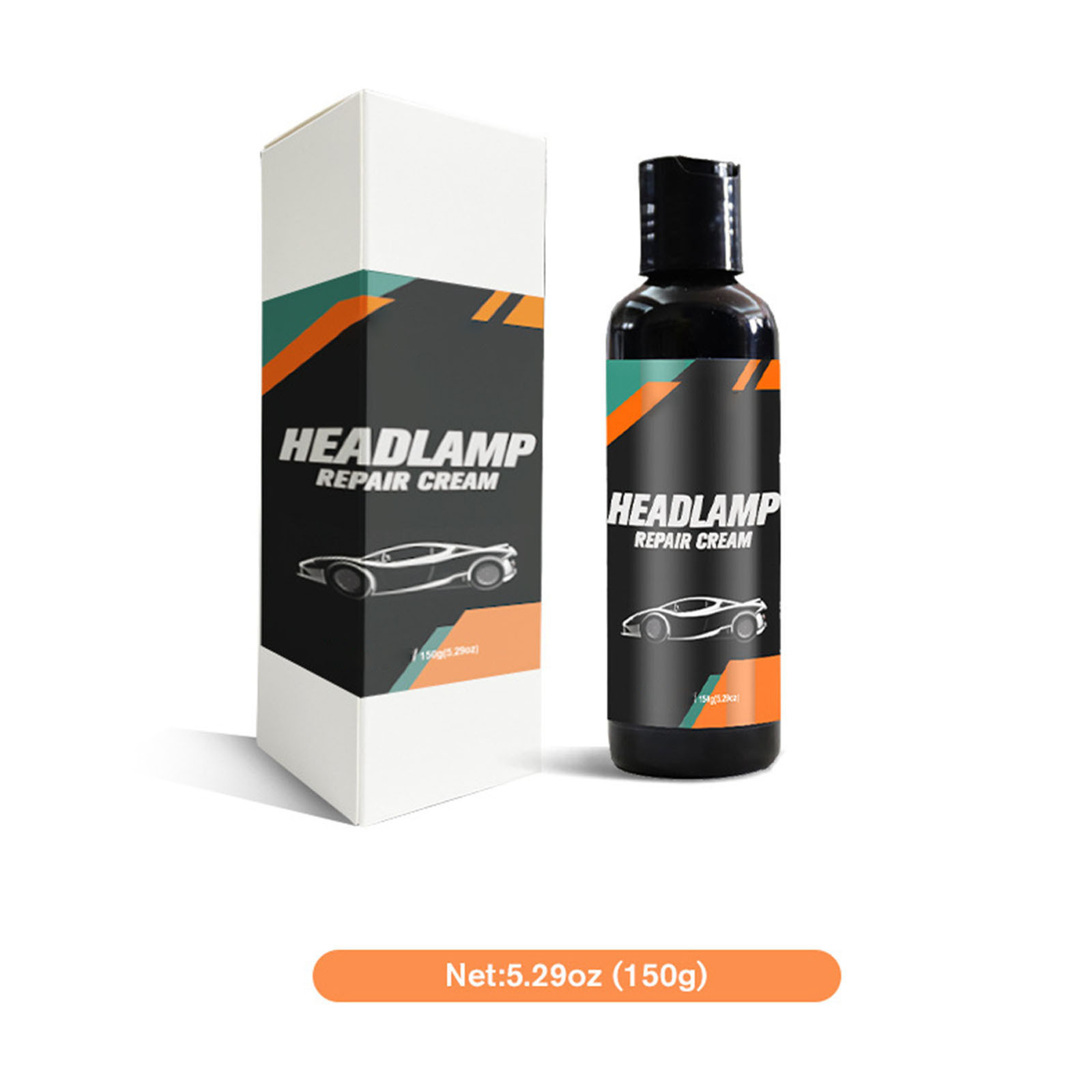 Car Headlight Cleaner Kit | Long-Lasting Coating & Cleaning Solution | Restores & Polishes Yellowed Headlights | Protective Fluid for Halogen, HID & LED | 150ml