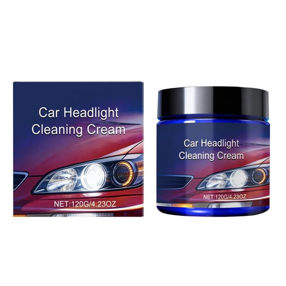 Car Headlight Cleaning Cream, 120g Restoration Paste with Scratch Removal, Powerful Polishing Agent for Yellowing Haze Oxidation, Professional Lens Care Kit for Clear Night Vision