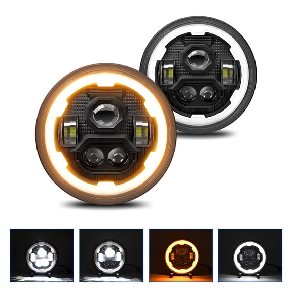 Car Headlight,Inch Led Round Beam  And 7 Inch Led Ip67 2 Round With Hi/lo With Hi/lo Beam Cars Waterproof Ip67 Led Round With And Turn Cars Cometx Beam D And Car Eryue 7 Black 2 Pack