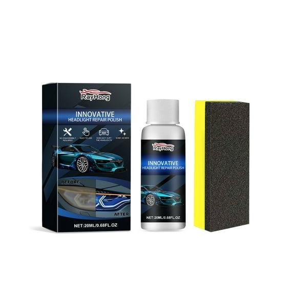 Car Headlight Repair Fluid Kit, 20/30/50ml, Yellowing & Oxidation Removal, Quick & Easy Headlight Restoration, Suitable for All Car Models, Includes Sponge for Precise Application