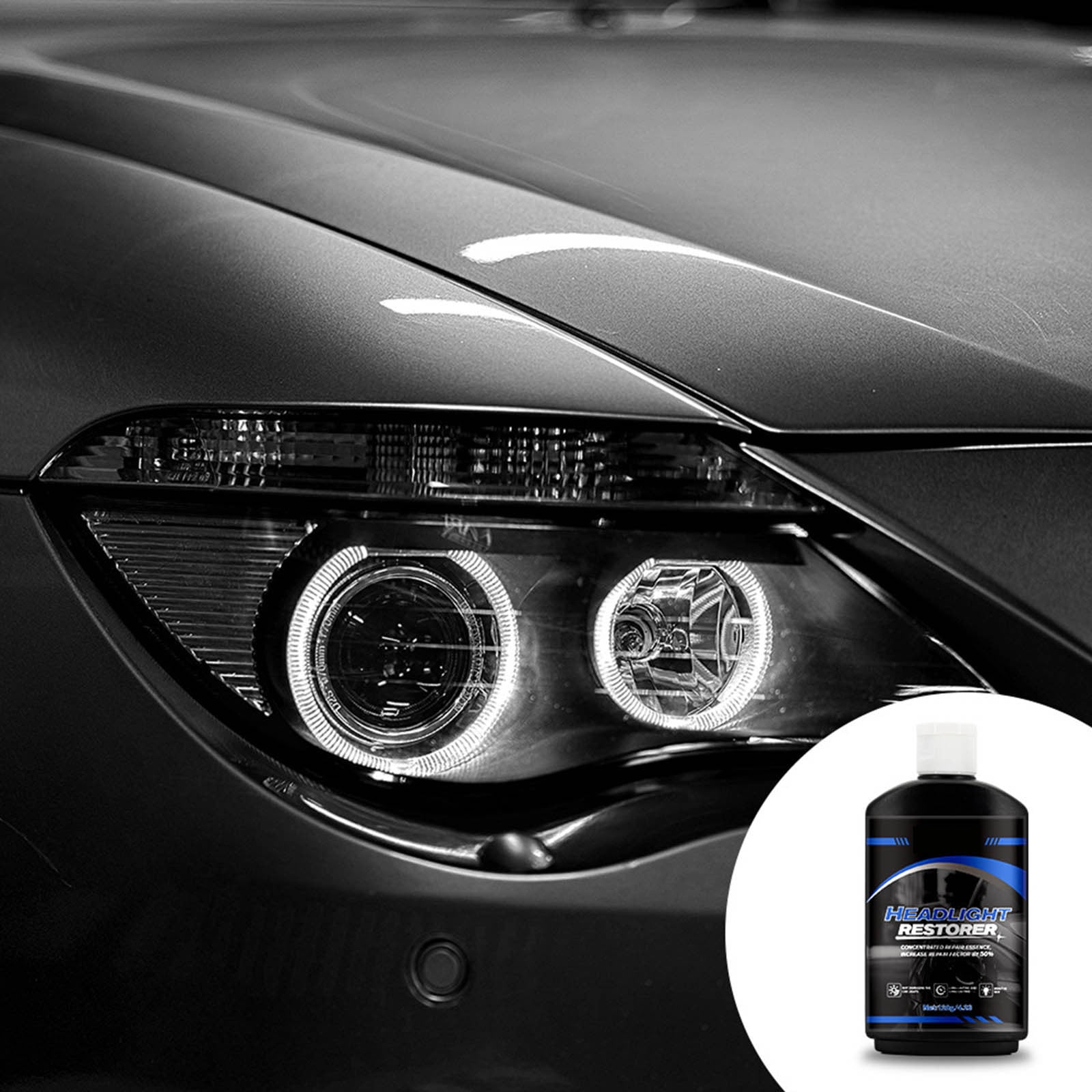 Car Headlight Repair Solution, 120g Headlight Restorer Cleaner, Headlight Polisher, Cleaner with Sponge for Headlight Lens, Brings Headlights Back to New Look