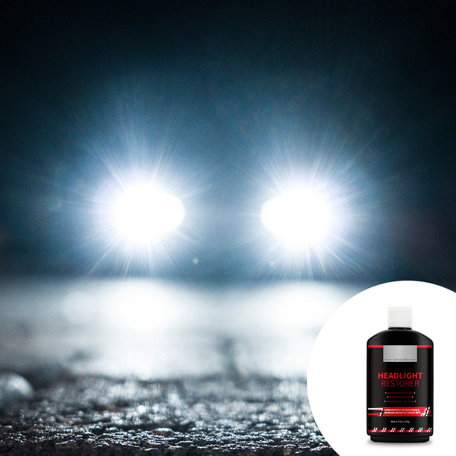 Car Headlight Repair Solution, 120g Headlight Restorer Cleaner, Headlight Polisher, Cleaner with Sponge for Headlight Lens, Brings Headlights Back to New Look