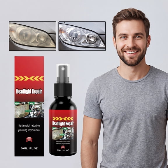 Car Headlight Repair Spray 30ml Lens Cleaner for Yellowing Foggy Oxidation
