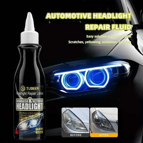 Car Headlight Restoration Coating 120ml – Polishing & Refurbishment Solution, Scratch Remover, UV Protection Agent for Clear, Bright Headlights, Easy to Use