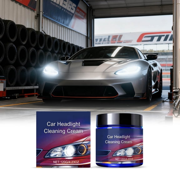 Car Headlight Restoration Cream 100ml Lens Repair Polish Yellowing Oxidation Removal Headlight Brightness Enhancer Scratch Fix Auto Light Care Maintenance Kit DIY Use