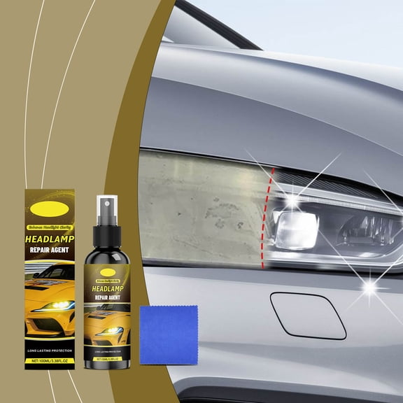 Car Headlight Restoration Kit,100ml Cleaner Polish and 9H Sealant for Clear Bright Lenses,Two-Step Yellowing Removal,Long-Lasting Shine,DIY Kit for Cars Trucks SUVs Night Visibility Safety-A