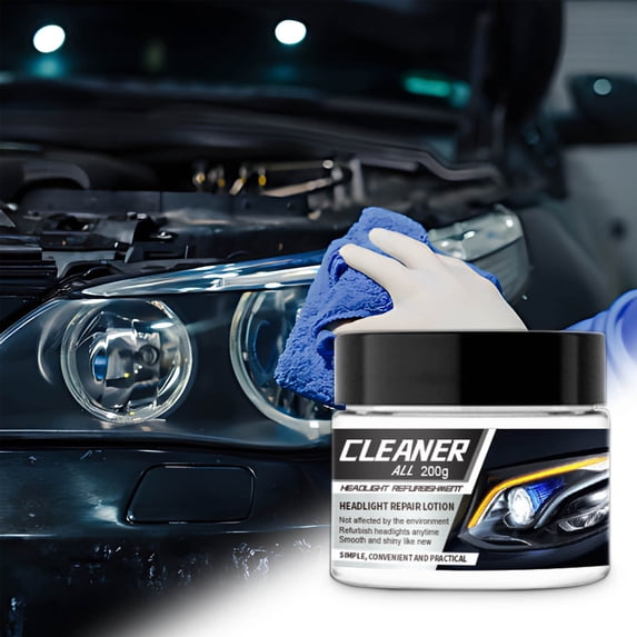 Car Headlight Restoration Kit, 200g Plastic Polish Scratch Repair, UV Oxidation Cleaner Paste for Clear Lens Beam Pattern Improvement on Auto