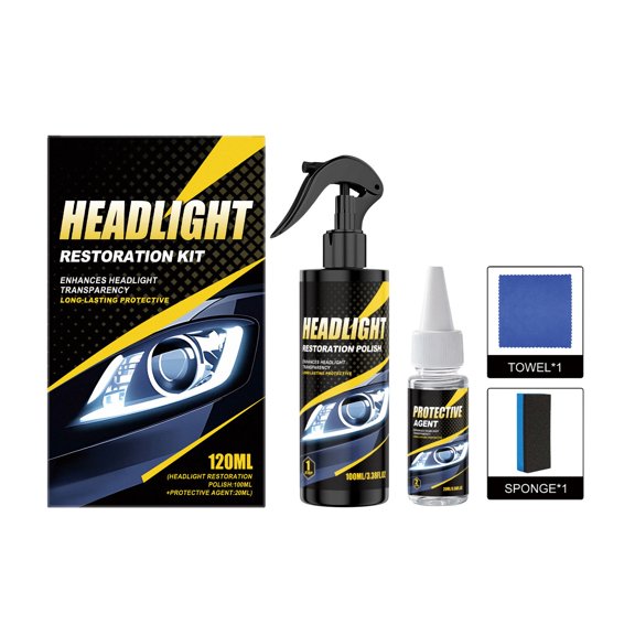 Car Headlight Restoration Kit 4 Fl Oz Polishing Compound Restorer For Yellow Foggy Headlights Uv Protection Clarity Repair