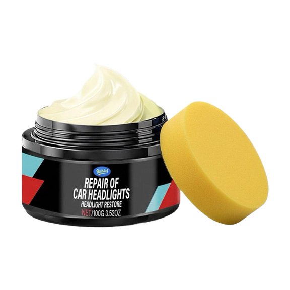 Car Headlight Restoration Kit Headlight Repair Paste & Sponge Kit, No Power Tools Required, Restores Yellowed & Oxidized Headlights to Like-New Clarity, For All Vehicle Types