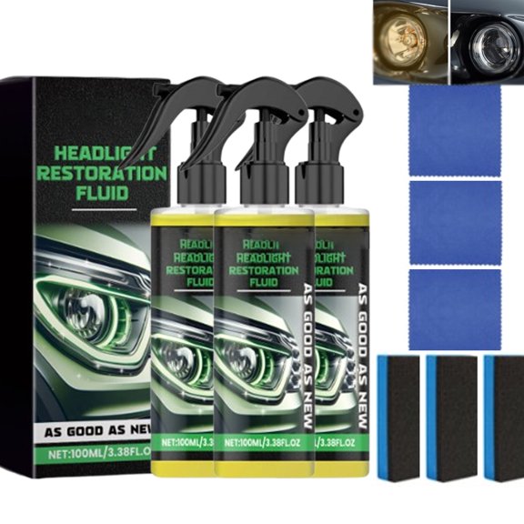 Car Headlight Restoration Kit, Headlight Restoration Kit, Headlight Cleaner and Restorer Kit, Headlight Restoration Spray, Multifunctional Car Headlight Polishing for All Vehicle Types
