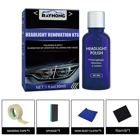 Car Headlight Restoration Set Fluid Repair Kit Plastic Light Polish Cleaner