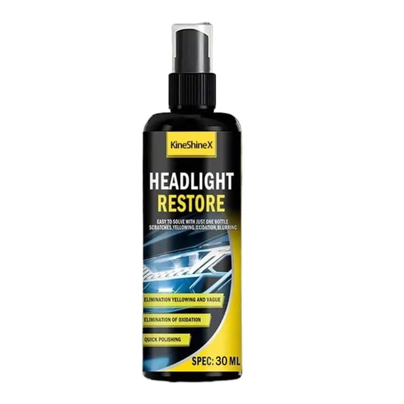 Car Headlight Restoration Spray Automotive Lens Scratch Remover Clear Vision Headlamp Polishing Cleaner Kit Liquid Oxidation Coating Anti Scratch Polish Spray for Older Cars DIY Maintenance