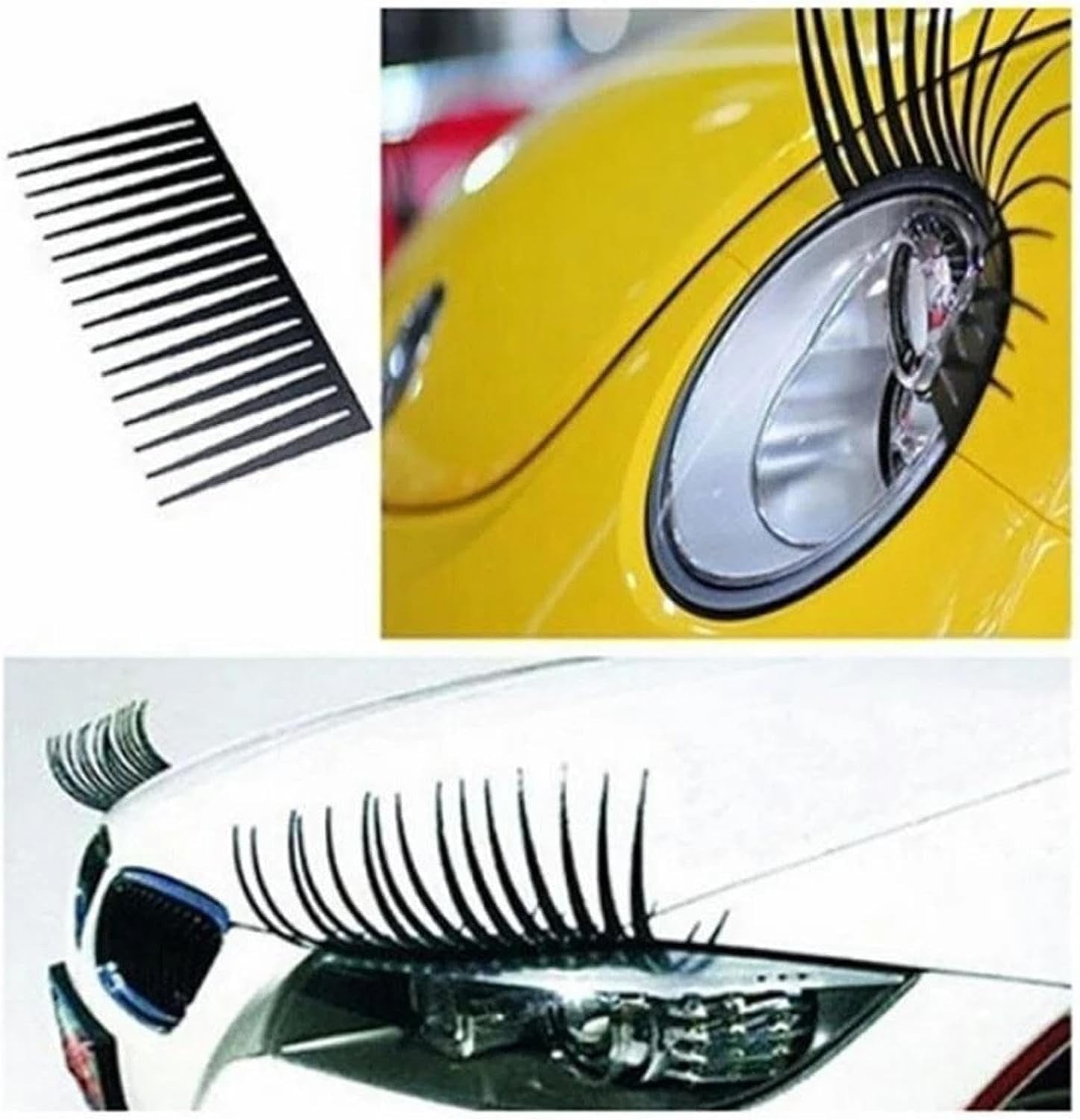 Car Headlight Sticker False Eye Lash Sticker,2 Pcs Car Styling Black Eyelashes Vehicle Body