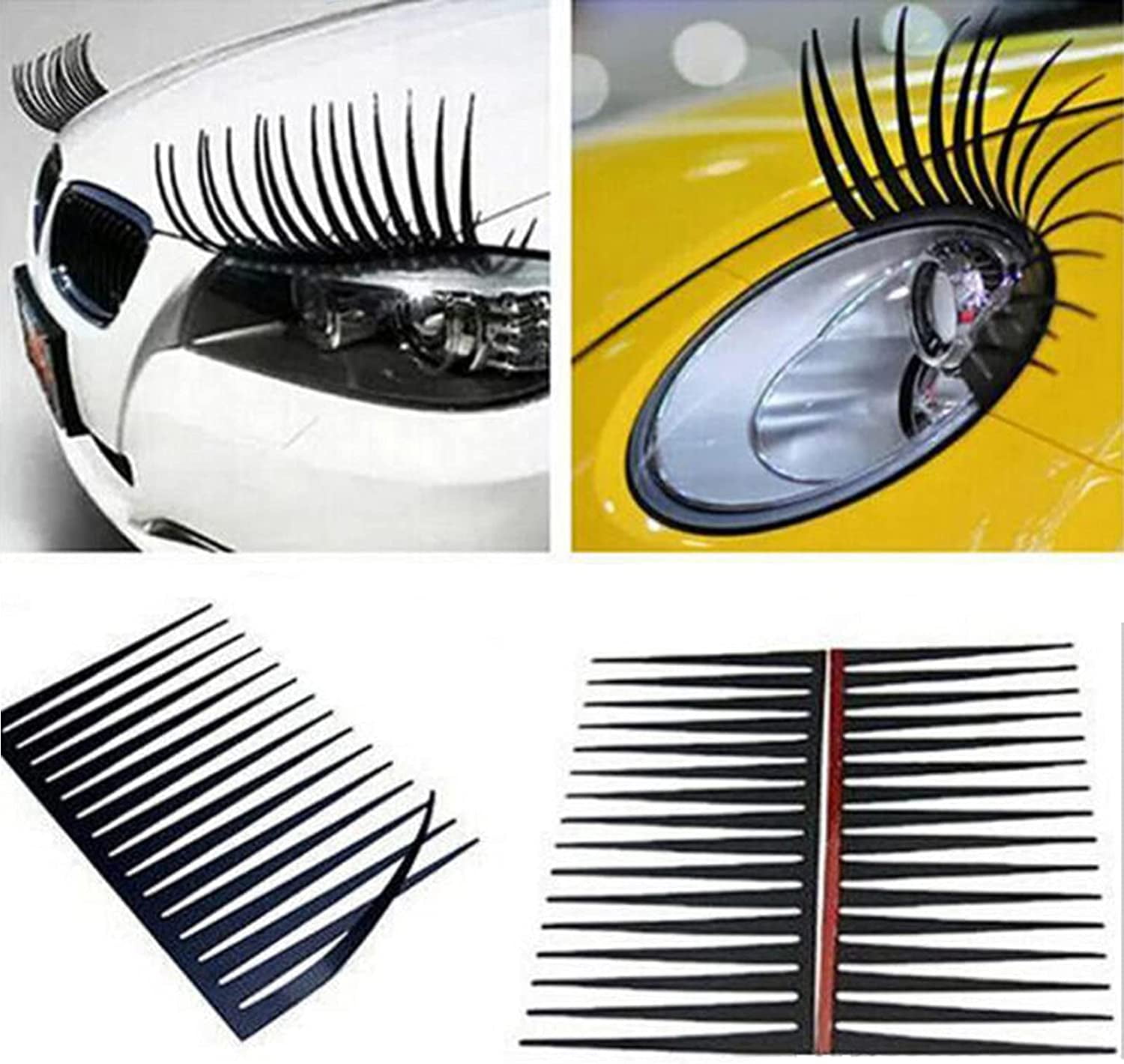 Black 3D Automotive Headlight Eyelashes Car Eye Lashes Auto