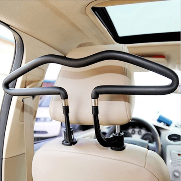 Car Headrest Coat Hanger,Soft Back Seat Clothes Rack, Curved Wrinkle-Free Vehicle Garment Holder with Sponge Protection, Durable PVC & Stainless Steel Auto Rack for Jackets, Suits, Coat