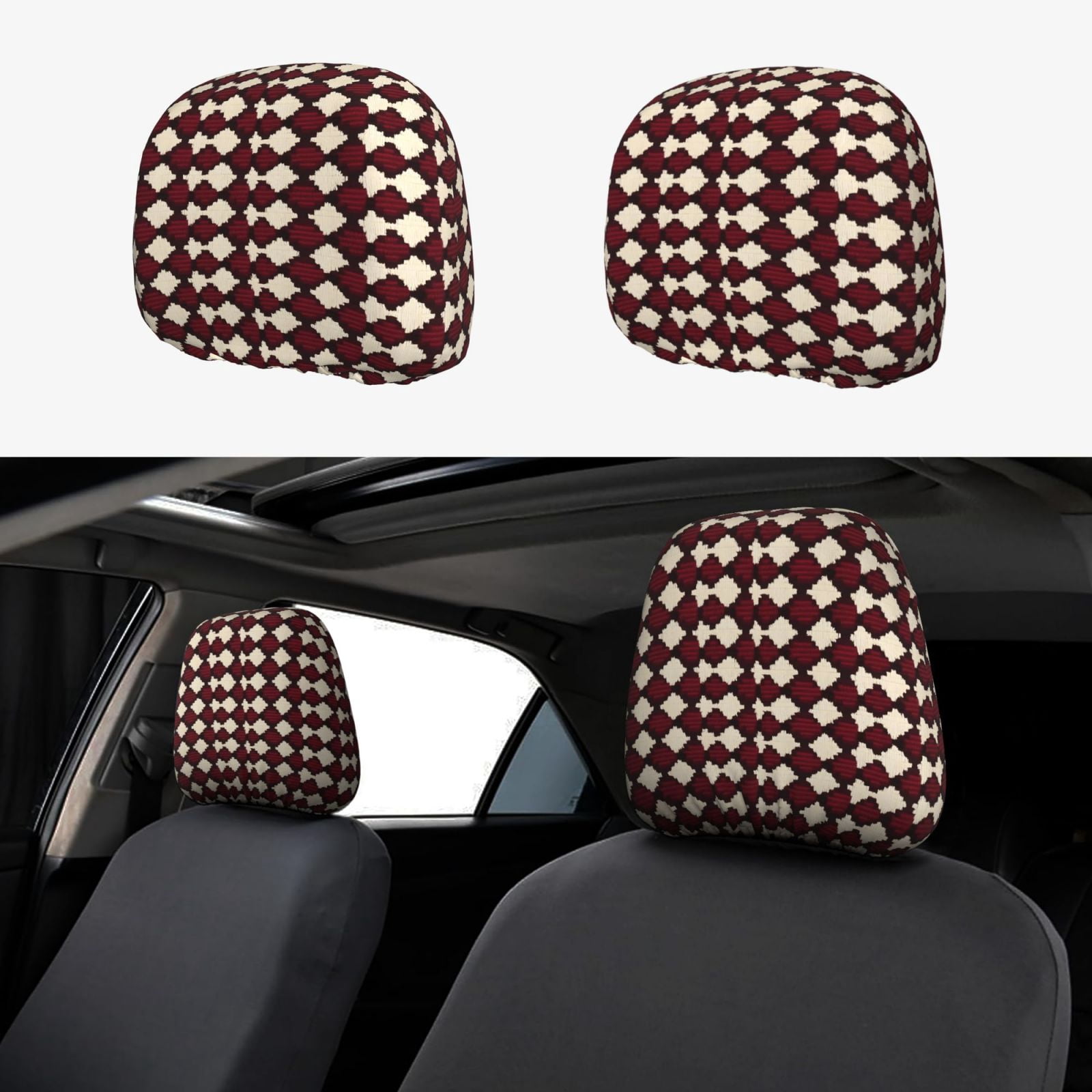 Car Headrest Cover 2 Pcs Soft Water Resistant Elastic Bottom Machine ...