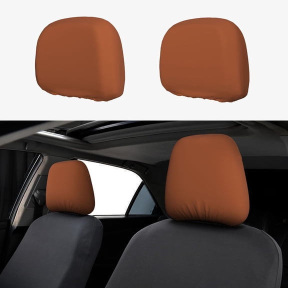 Car Headrest Cover 2 Pcs Soft Water Resistant Elastic Bottom Machine Washable Great Gift For New Car Owners Terracotta
