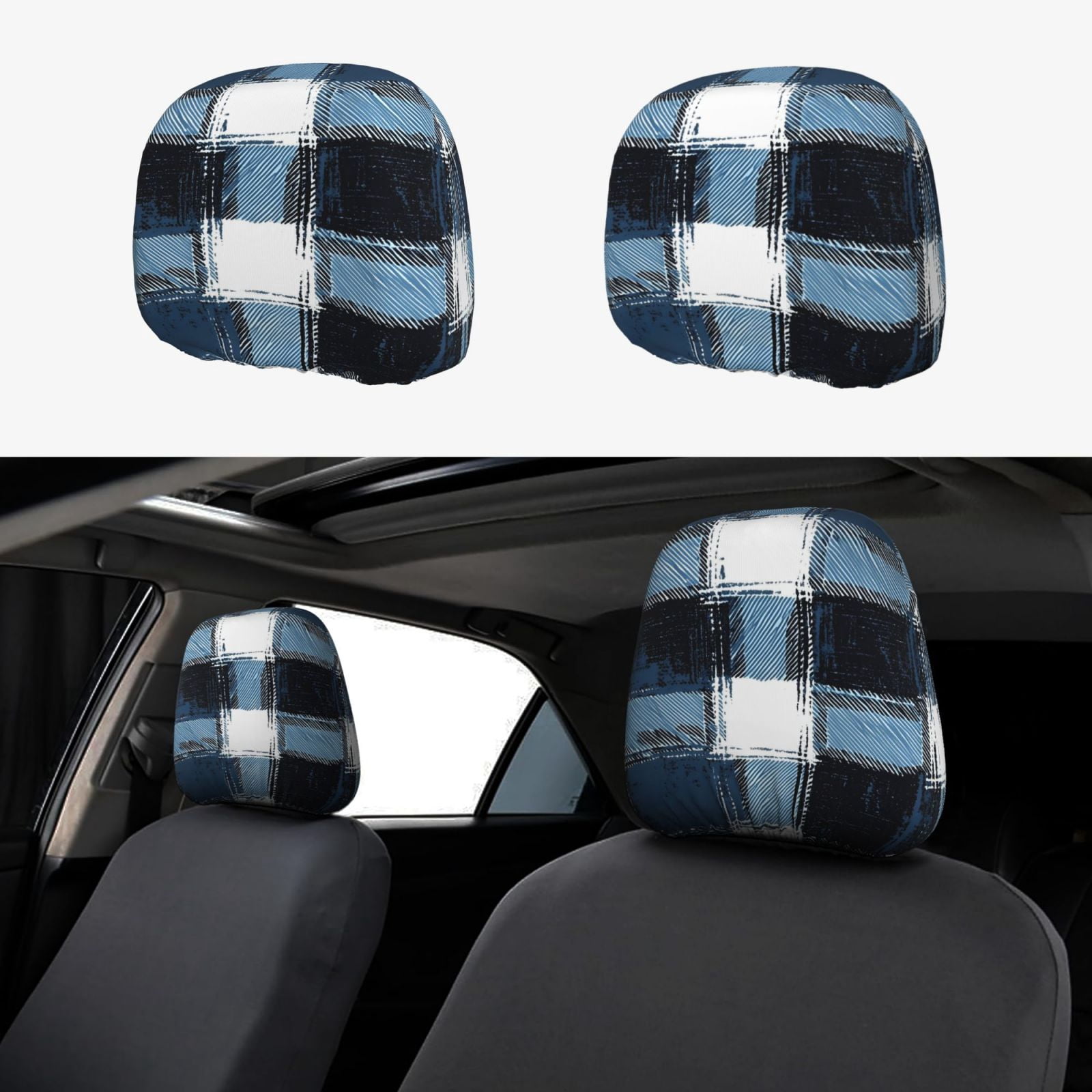 Car Headrest Covers 2pcs Full-Coverage Headrest Covers For Most Car ...