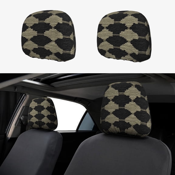 Car Headrest Covers 2pcs Full-Coverage Headrest Covers For Most Car Models Darkvoilet Houndstooth Checkered_1