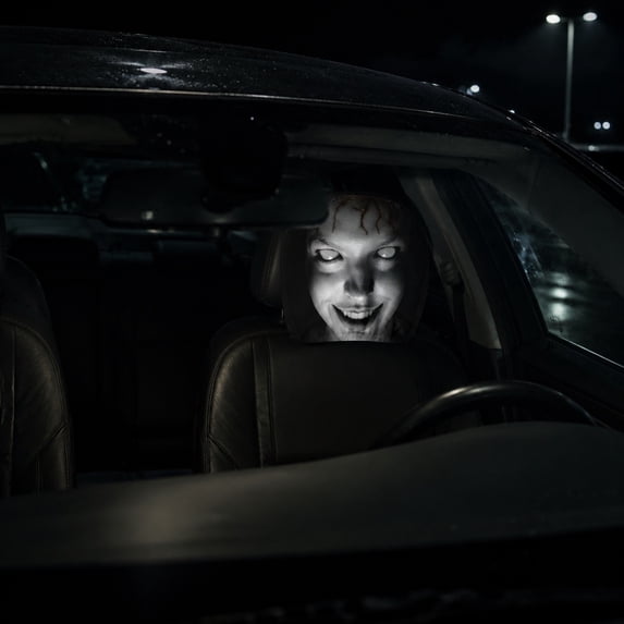 Car Headrest Covers, Halloween Ghost Face Stretchy Head Rest Protector in Soft Polyester Fabric for Auto Car SUV Truck Interior Decoration - Scary Demon Face, 11.02x10.24 Inch