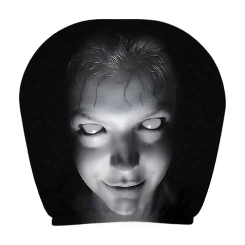 Car Headrest Covers, Halloween Scary Portrait Print Stretch Dust Proof, Set of 2 Universal Fit for Most Vehicle Headrests, Decorate Your Car for Spooky Holiday Themed Parties and Road Trips