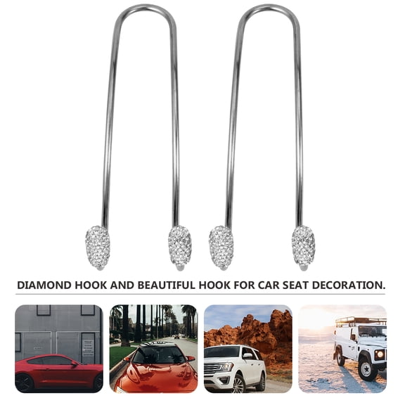 Car Headrest Hook Modification Accessories Hooks Accessories Rhinestones Stainless Steel White 11.5X3.2CM