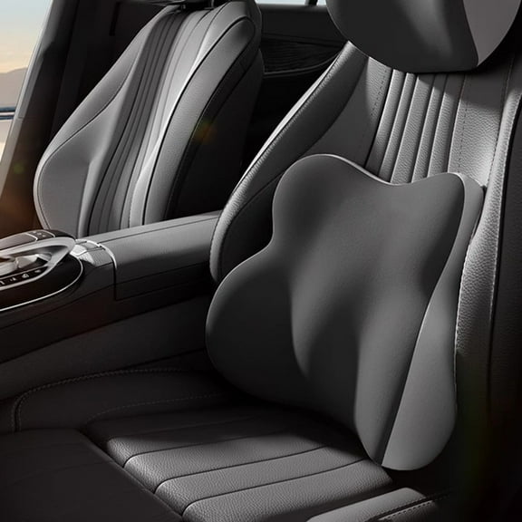 Car Headrest Lumbar Cushion Set, Ergonomic Memory Foam Back Support Pillow and Neck Rest for Driving Seat, Comfortable Car Seat Cushion for Lower Back Pain Relief and Travel Support